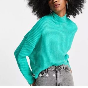 NWOT Bershka Chunky Roll Neck Sweater Bright Green Medium ASOS